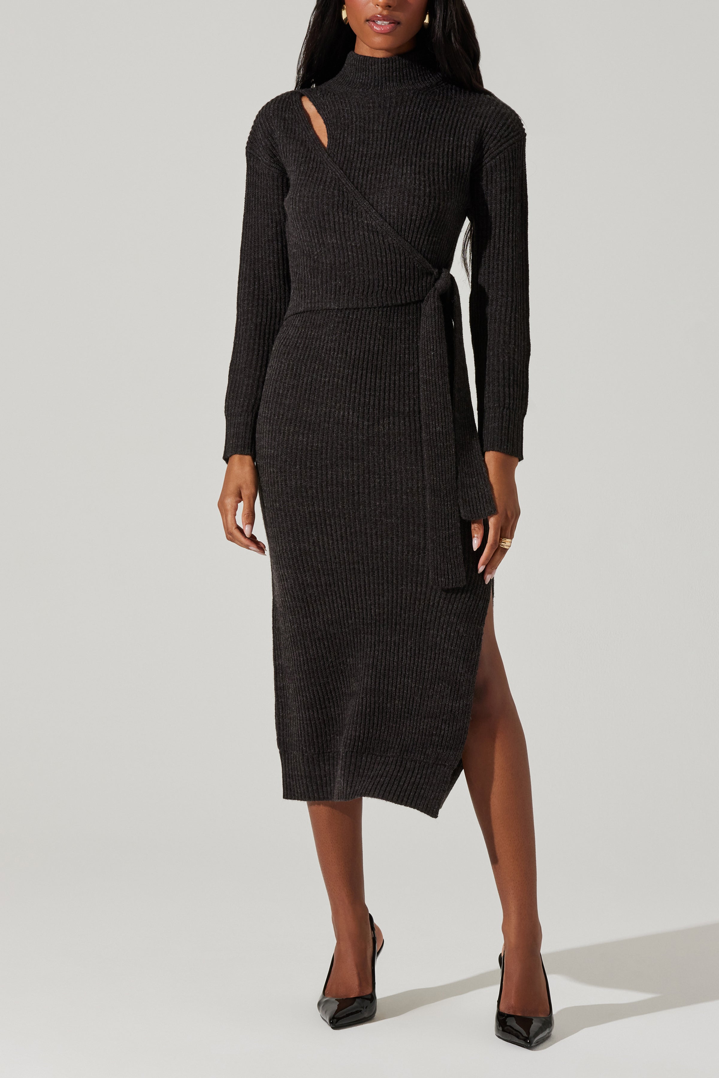 ASTR the Label | Audree Sweater Dress in Charcoal ASTR the Label | Audree Sweater Dress in Charcoal