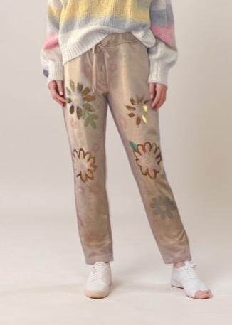 Zinnia Faux Suede Floral Pants