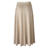 Basic Essentials Ribbed Maxi Flared Skirt in Latte.