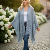 Scandal Italy Fringe Shawl in Blue