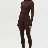 Naked Wardrobe Butter Turtleneck Contour Bodysuit in Dark Chocolate