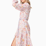 Ines Midi Shirt Dress in Purple Floral