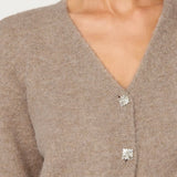 ASTR The Label Grie Embellished Feather Trim Cardigan