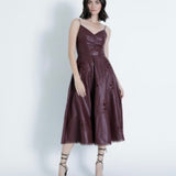 Karina Grimaldi Gloria Vegan Leather Midi Dress