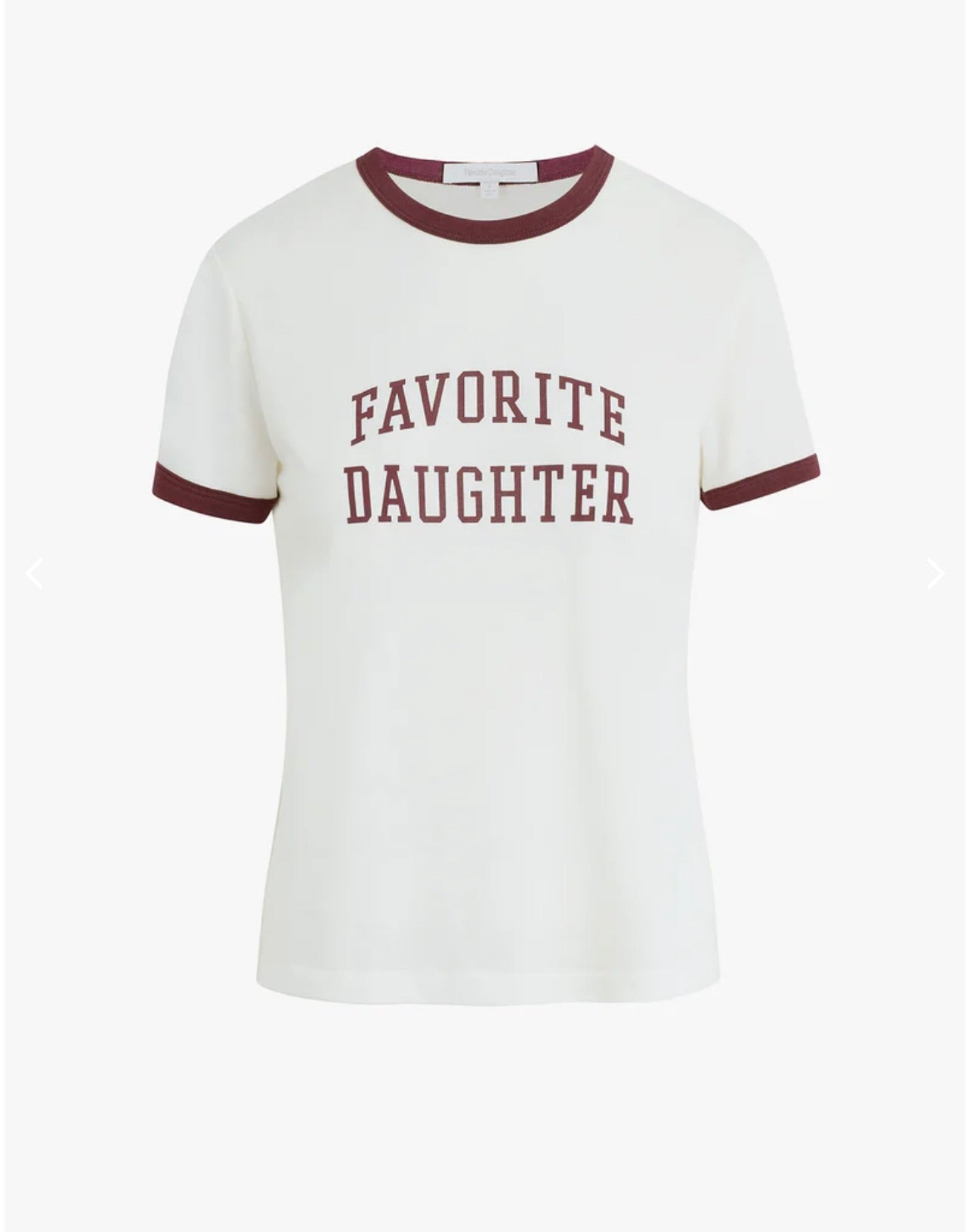The Collegiate Ringer Tee in White Burgundy