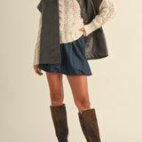 Faux Leather Oversized Jacket in Brown