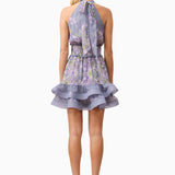 Milena Halter Mini Dress in Purple Floral