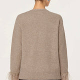 ASTR The Label Grie Embellished Feather Trim Cardigan