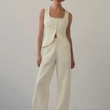 Dl1961 Taylor Relaxed Barrel High Rise 31" Pants in Crema