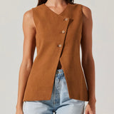 Sonja Asymmetrical Vest in Brown