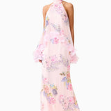Elliatt Millie Tiered Gown in Pink Floral