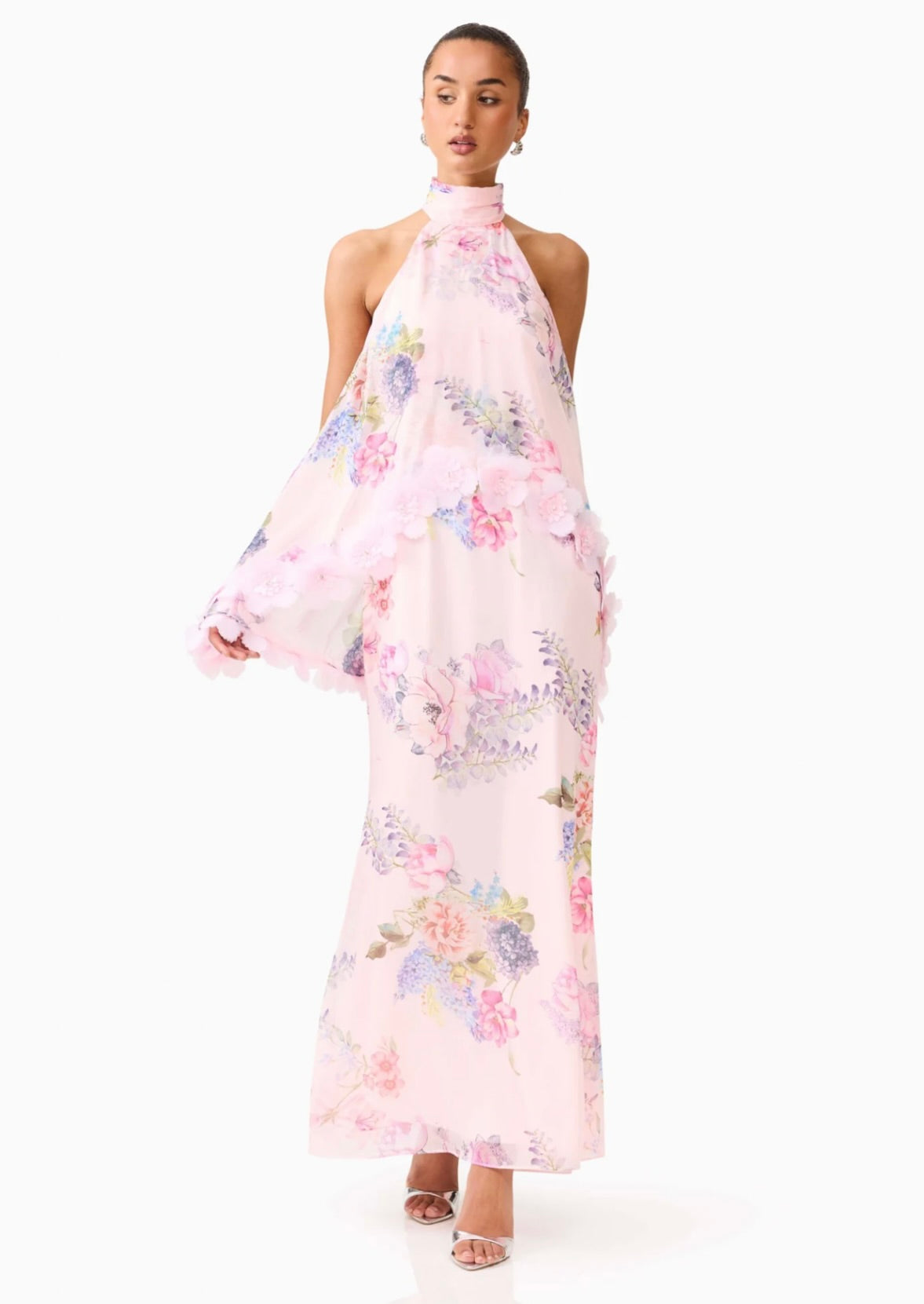 Elliatt Millie Tiered Gown in Pink Floral