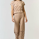 Cut Out Detail Sweater Pants in Taupe