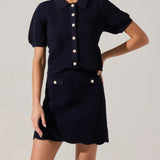 Perrine Scalloped Short Sleeve Cardigan