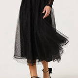 ASTR the Label Lela Polka Dot Layered Midi Skirt