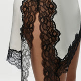 Naked Wardrobe Silk with Lace Mini Skirt
