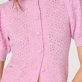 ASTR The Label Kaydence Puff Sleeve Bobble Stitch Cardigan