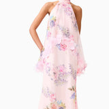 Elliatt Millie Tiered Gown in Pink Floral