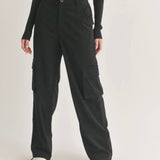Corduroy Cargo Pants in Black