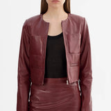 Linette Leather Jacket in Burgundy