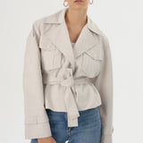 Quinn Cropped Trench Coat - Whisper White