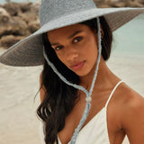 Wyeth Brie Wide Brim Wheat Straw Hat in Blue