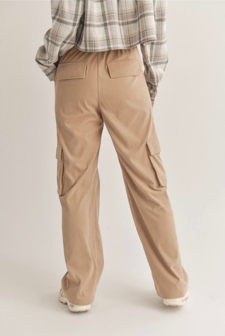 Corduroy Cargo Pants in Taupe