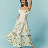 Elliatt Hana Tiered Maxi Dress in Lemon Print