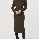 ASTR The Label Tilde Off Shoulder Midi Sweater Dress