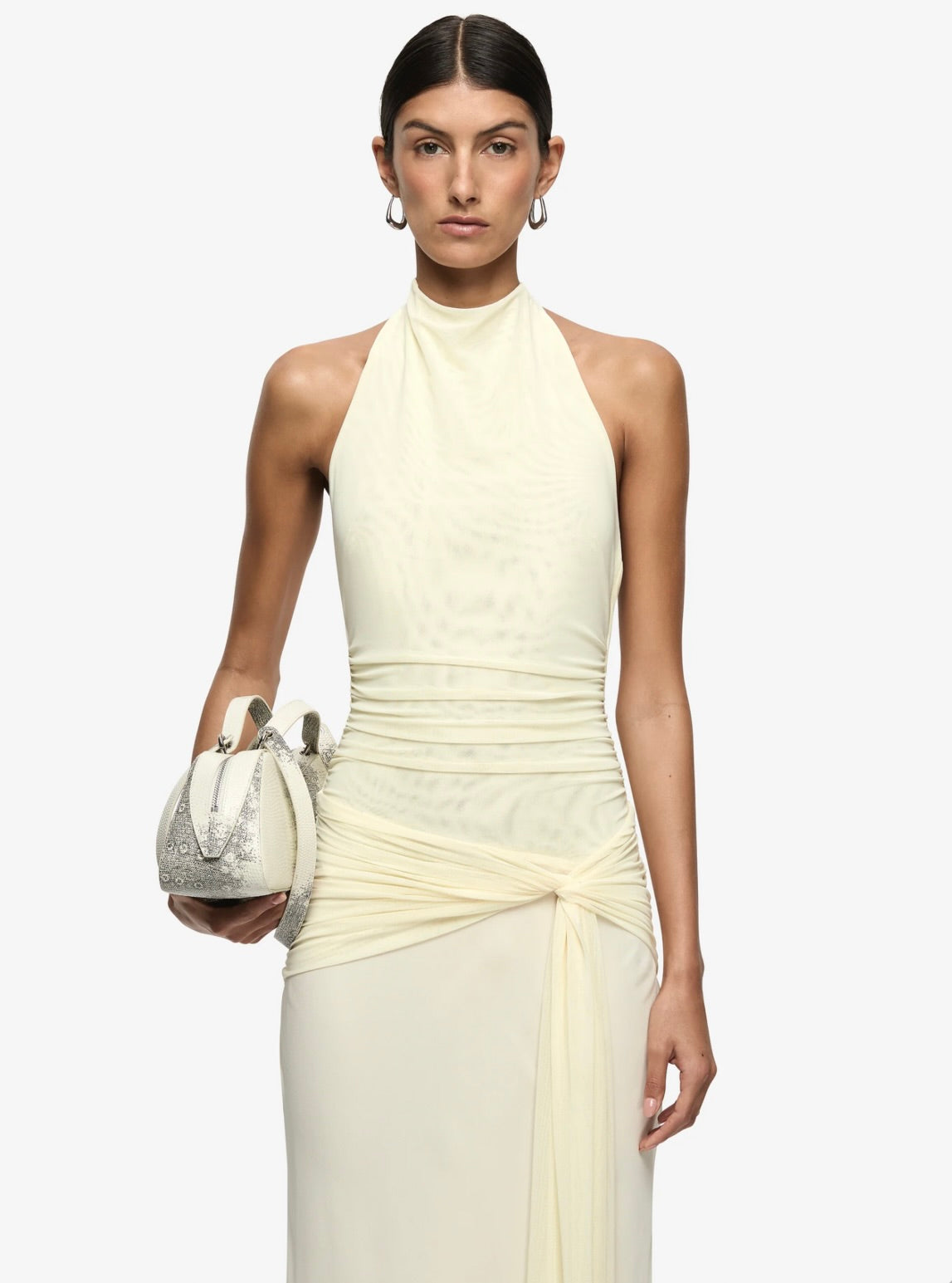 bezel quartz halter dress Christopher Esber Bezel Quartz Asymmetric Halter Top In Black