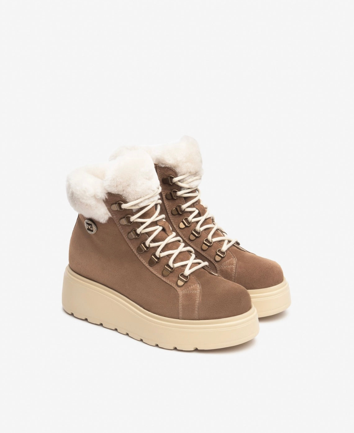 NeroGiardini Faux Shearling Platform Hiker Boot