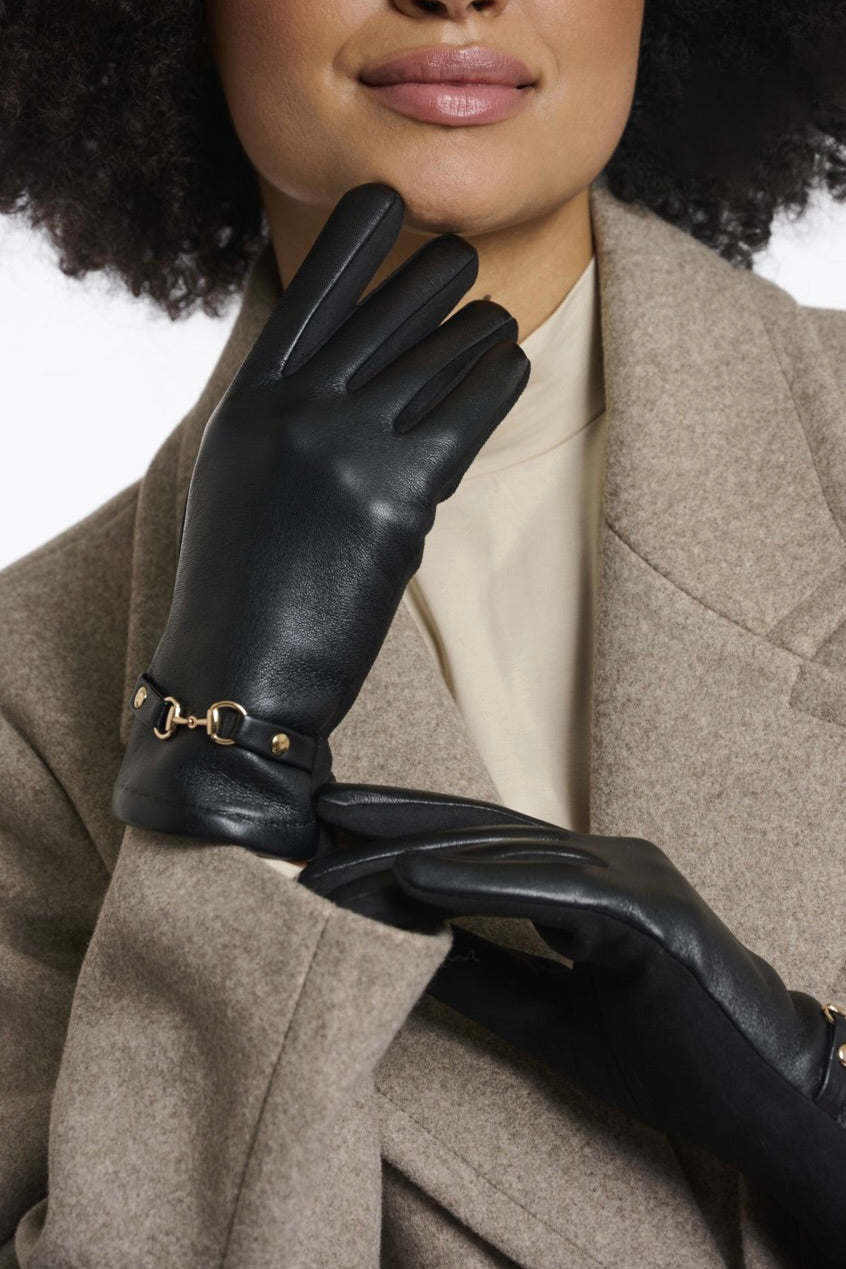 Rino & Pelle Giske Faux Leather Gloves in Black