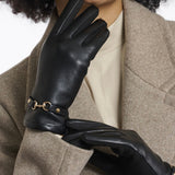 Rino & Pelle Giske Faux Leather Gloves in Black