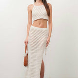 Crochet Knit Crop Top in Off-White
