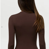 Naked Wardrobe Butter Turtleneck Contour Bodysuit in Dark Chocolate