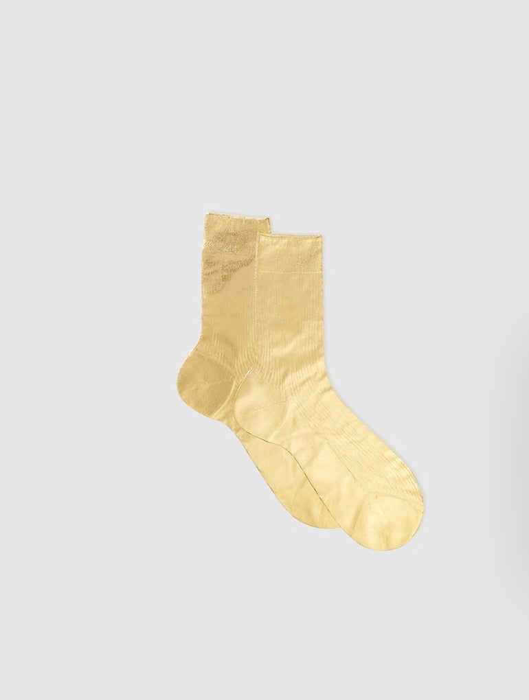 One Ribbed Laminated Metallic Socks