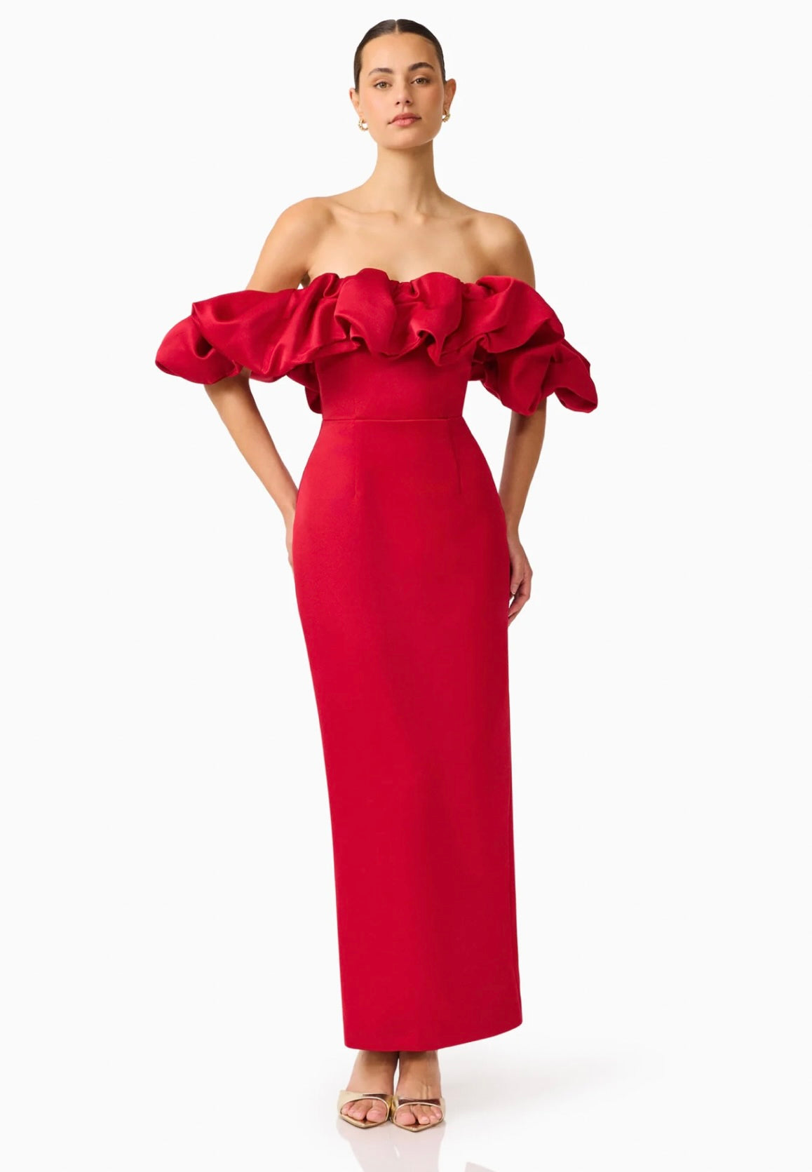 Elliatt Lucetta Off Shoulder Gown in Red