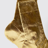 One Ribbed Laminated Metallic Socks