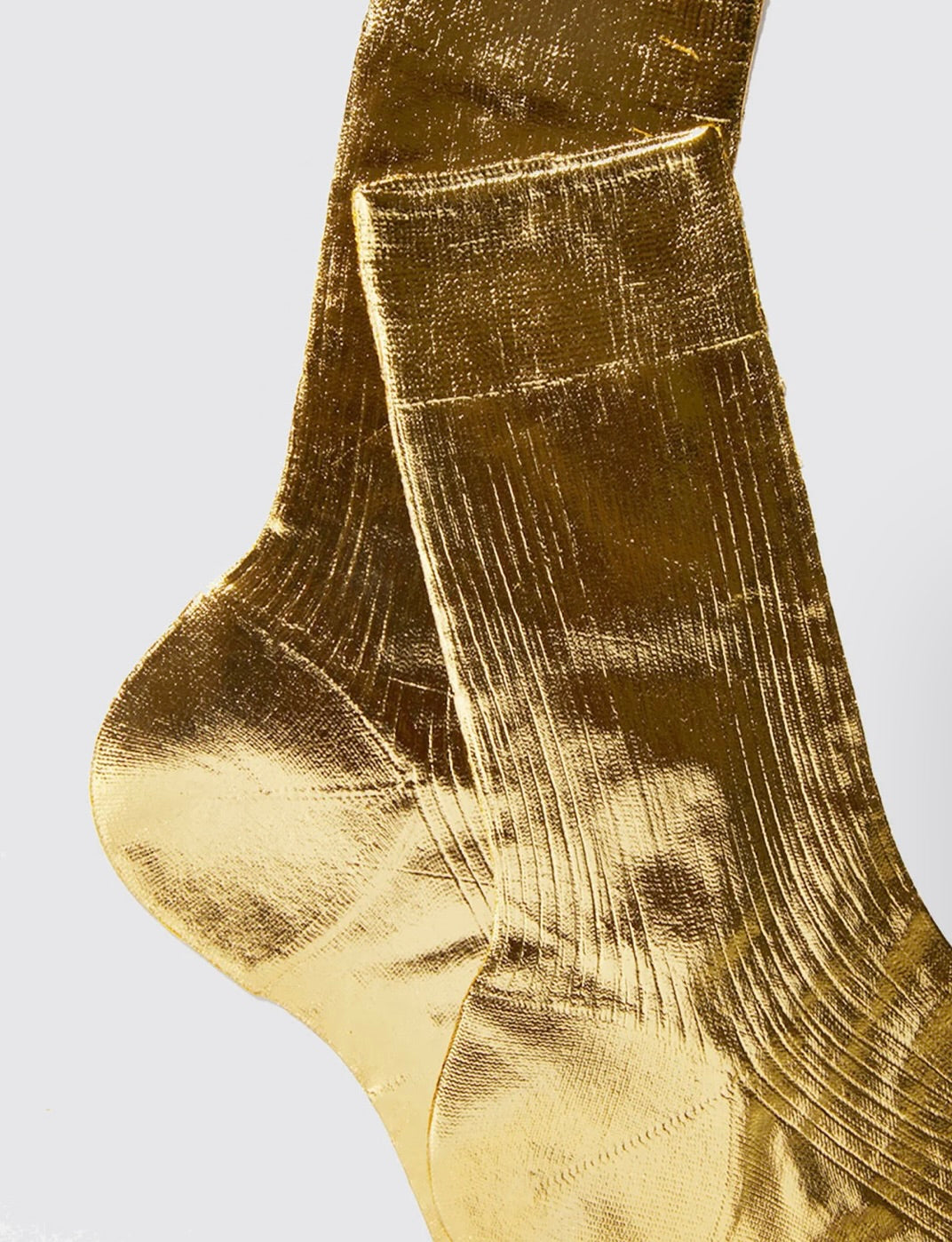 One Ribbed Laminated Metallic Socks