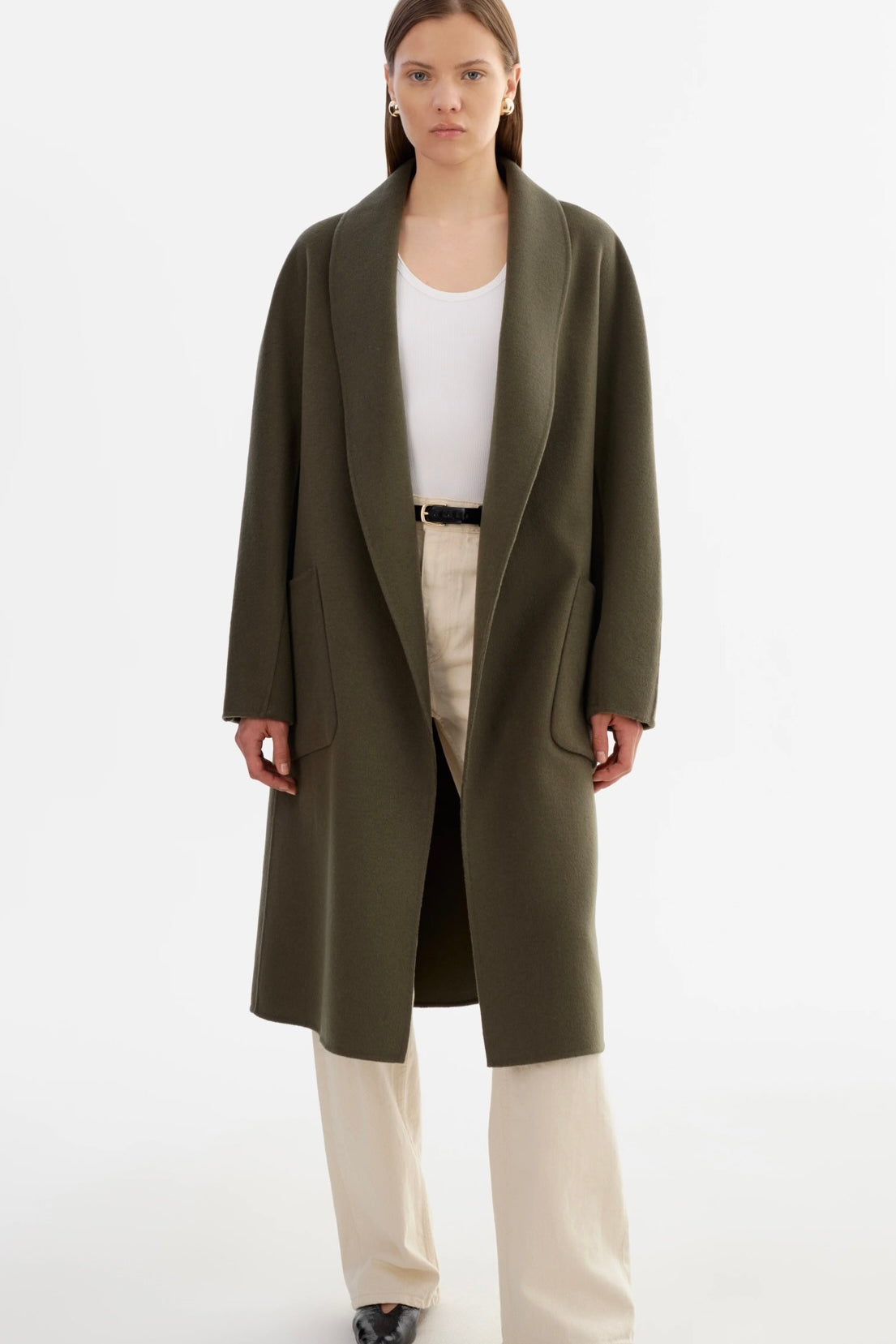LAMARQUE Thara Shawl Collar Wool Coat