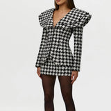 Naked Wardrobe Suiting Houndstooth Fitted Blazer
