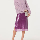 ASTR The Label Violetta Cable Knit Crewneck Sweater