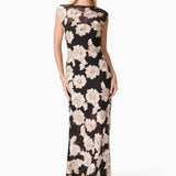 Elliatt Margaux Fit & Flare Gown in Black & Gold Floral
