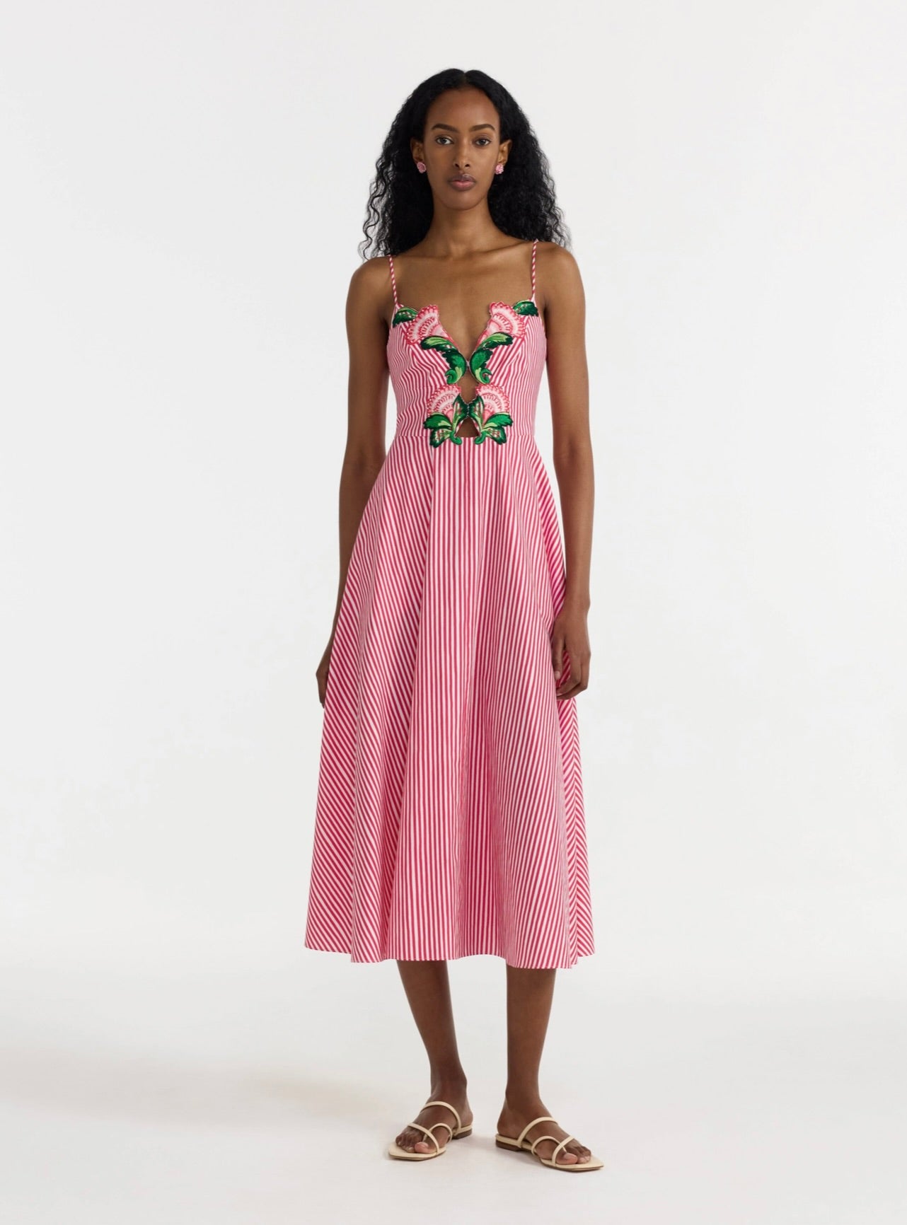 SALONI Jana B Dress in Cerise Mini Stripe 2