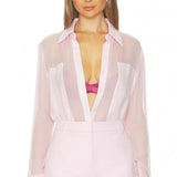 SANS FAFF Flore Silk Shirt in Blush Pink
