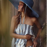 Wyeth Brie Wide Brim Wheat Straw Hat in Blue