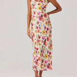 Zoie Floral Satin Ruffle Dress
