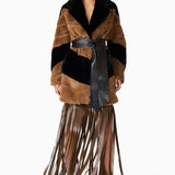 Elliatt Felicia Faux Fur Coat in Black & Brown