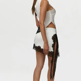 Naked Wardrobe Silk with Lace Mini Skirt