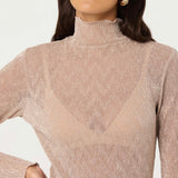 ASTR The Label Kyra Sheer Metallic Top